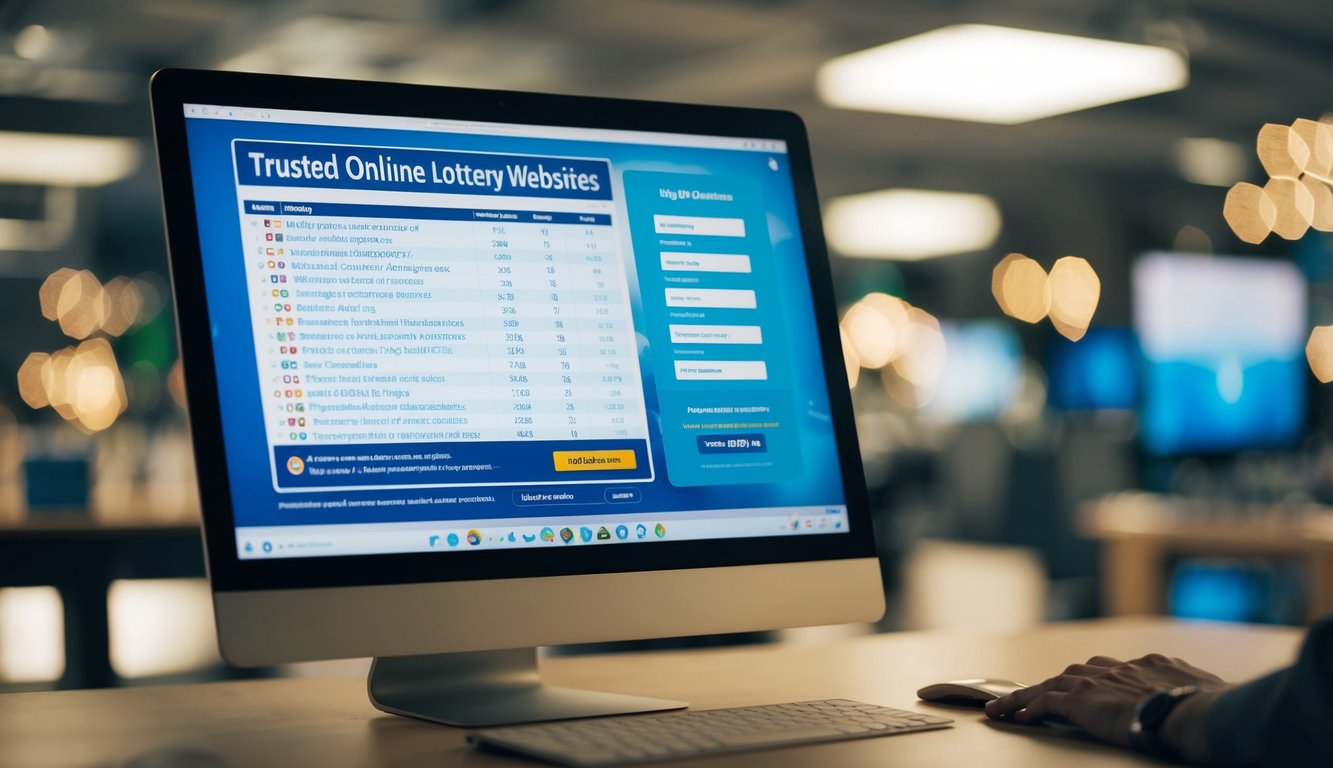 Sebuah layar komputer menampilkan daftar situs web lotere online tepercaya