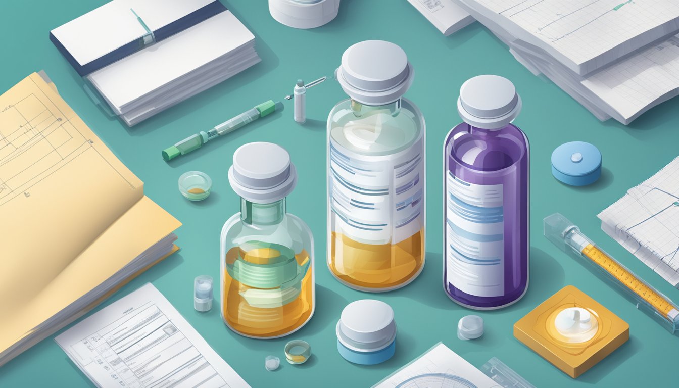 A vial of Ozempic stands on a lab table, surrounded by scientific equipment and research papers. A timeline on the wall shows its evolution from diabetes treatment to weight loss breakthrough