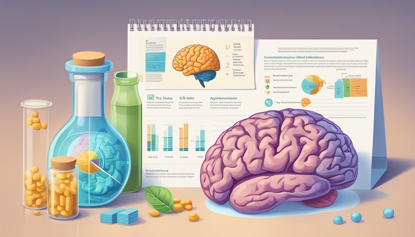 A vial of Ozempic sits next to a diagram of the human brain, depicting the science behind appetite suppression in the treatment of type 2 diabetes