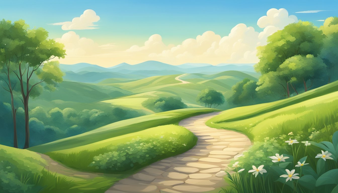 A serene landscape with a winding path leading into the distance, surrounded by lush greenery and a clear blue sky, symbolizing the long-term journey with Saxenda