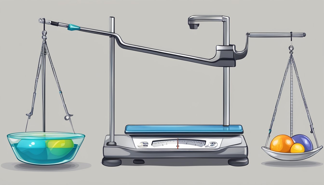 A scale with a syringe and exercise equipment