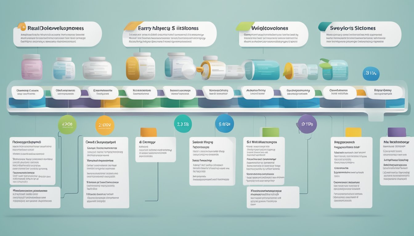 A timeline of weight-loss drug development, from early discovery to Wegovy's approval, with various drugs and key milestones highlighted