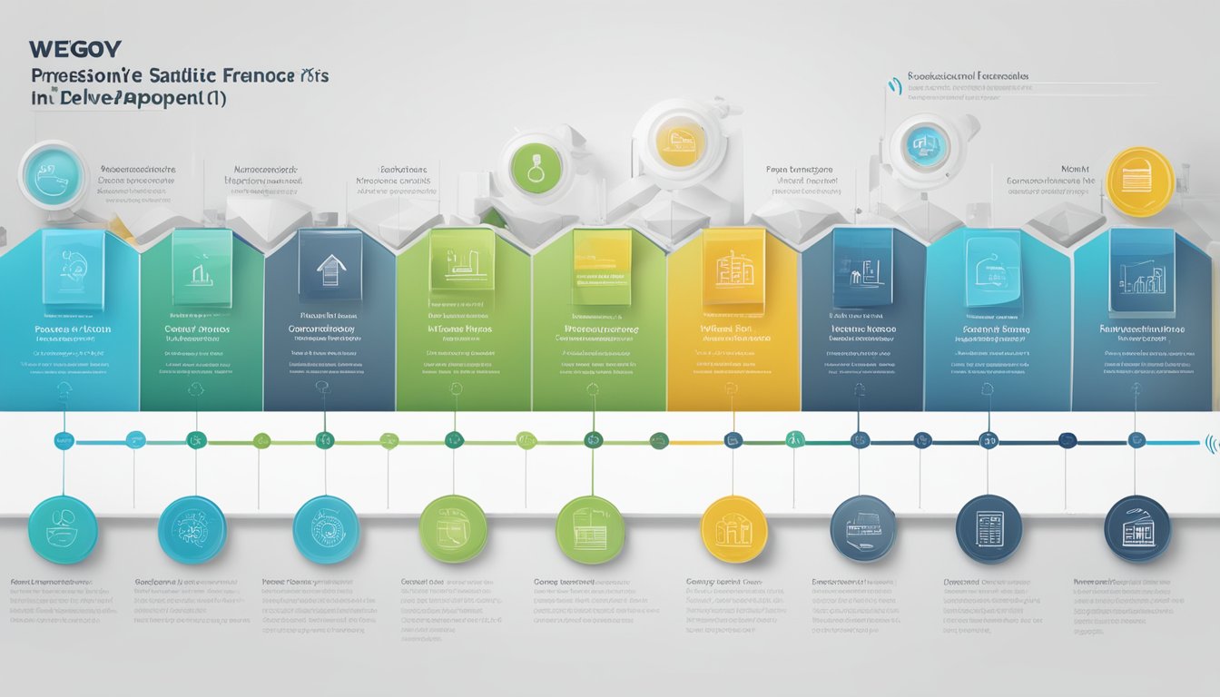 A timeline of key events in Wegovy's development, from initial discovery to final approval, displayed with impactful visuals and accessible design