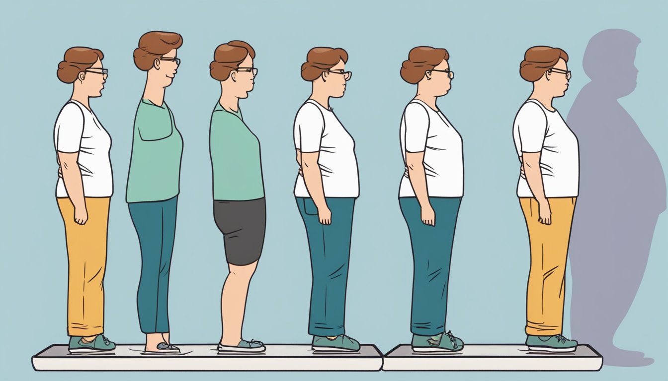 A person standing on a scale, looking frustrated as the scale shows no change despite efforts to troubleshoot weight loss plateaus