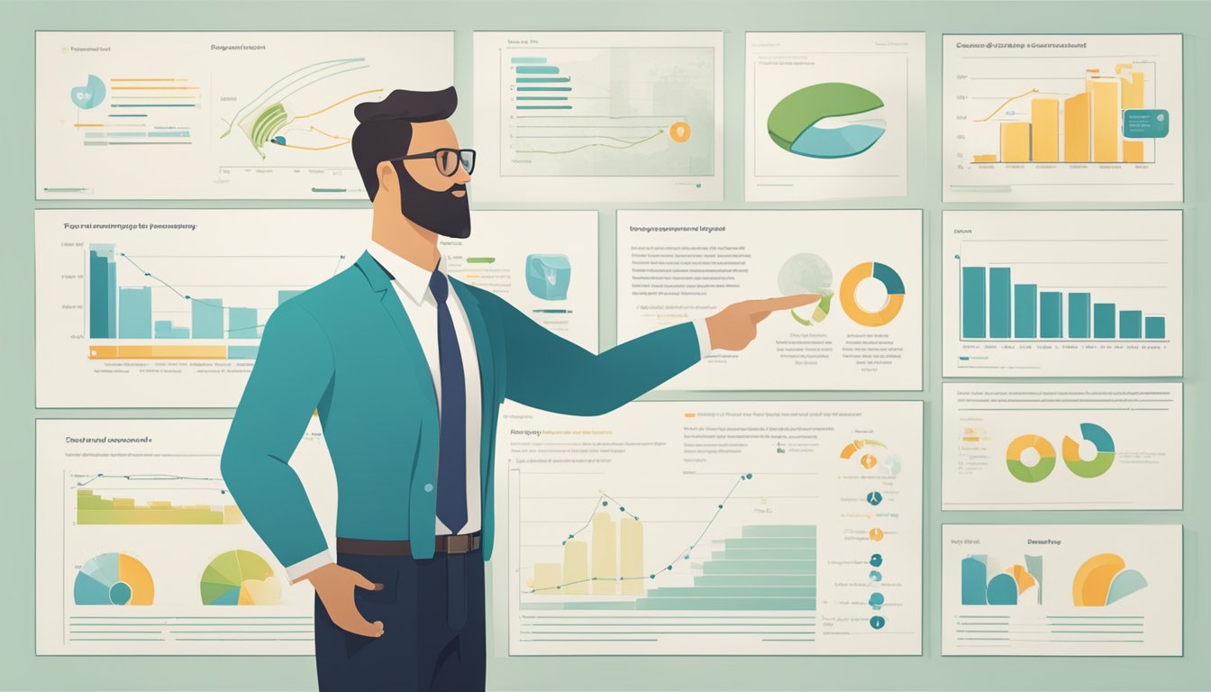 A figure pointing to a chart, dispelling myths about Zepbound with confident body language