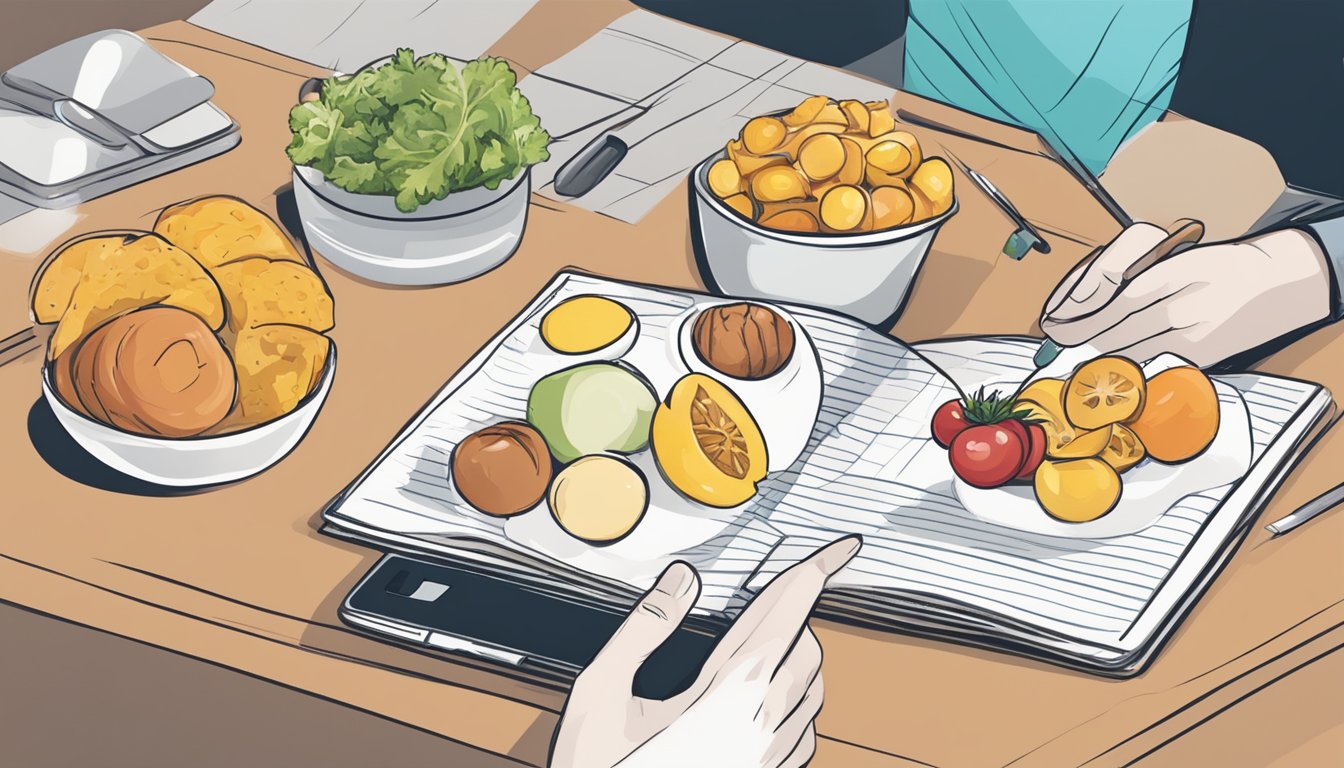 A person using a food diary to track meals and snacks while taking Qsymia