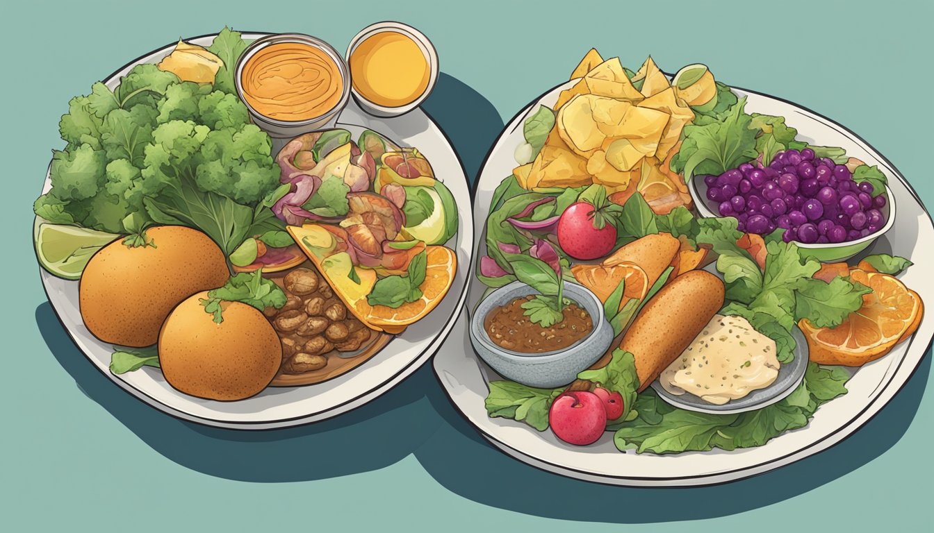 A plate of food with vibrant colors turning dull and unappetizing