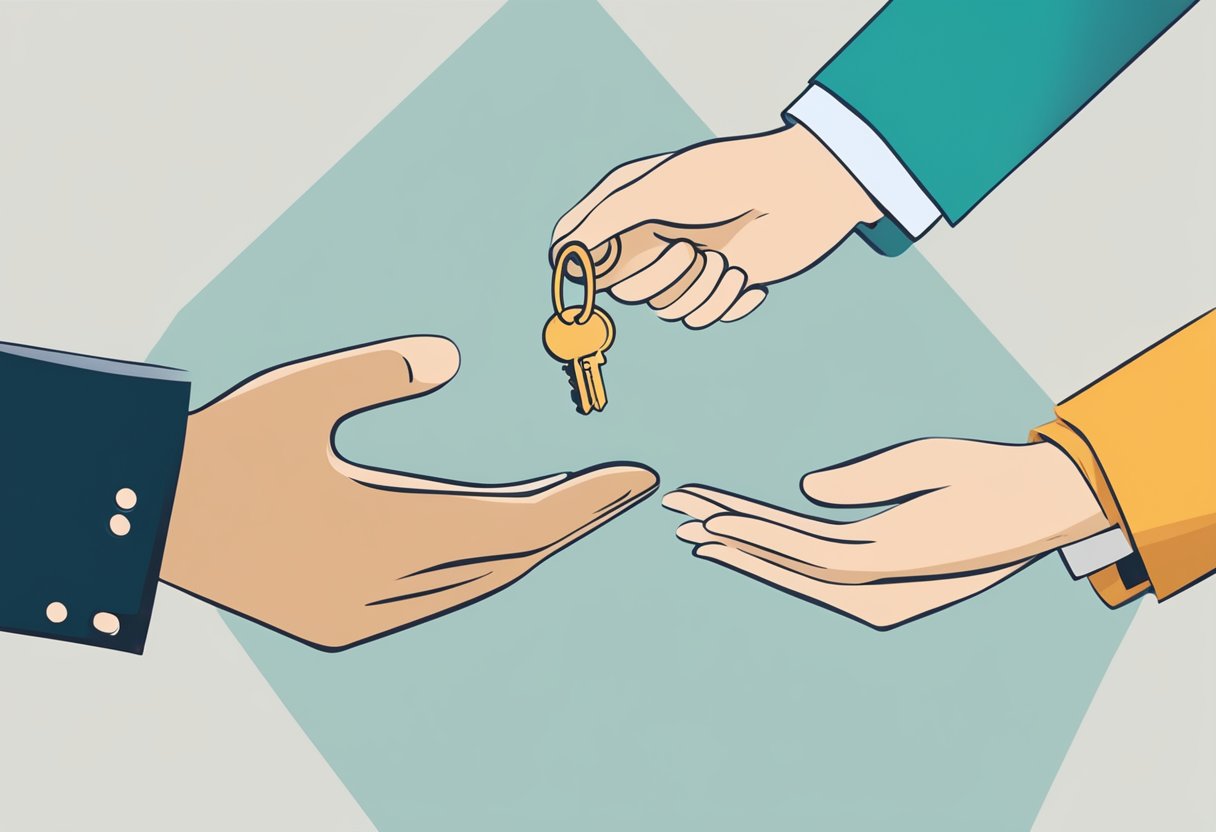 A person handing over a key to another person, symbolizing the transfer of responsibility for an RDSP