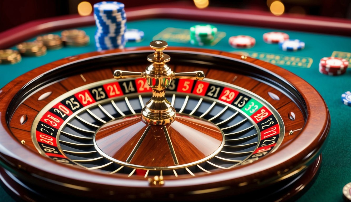 Roda roulette berputar di antarmuka kasino online yang penuh warna