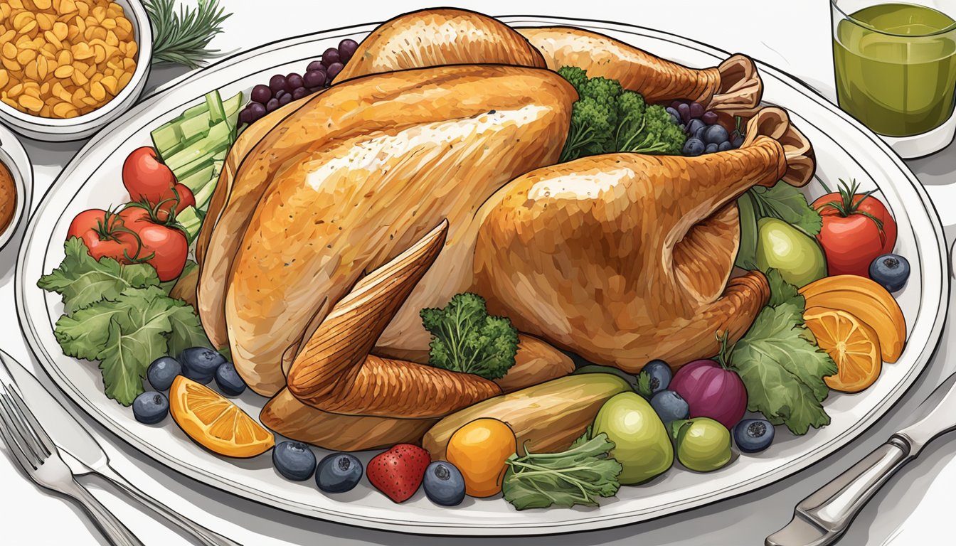 A turkey breast surrounded by 9 other carnivore-friendly foods, all easily found in a grocery store