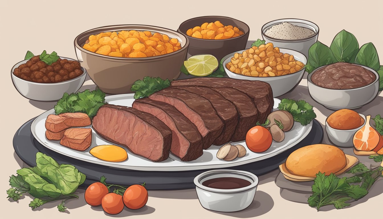 A plate of beef liver surrounded by 9 other carnivore diet friendly foods, with a focus on anti-inflammatory ingredients