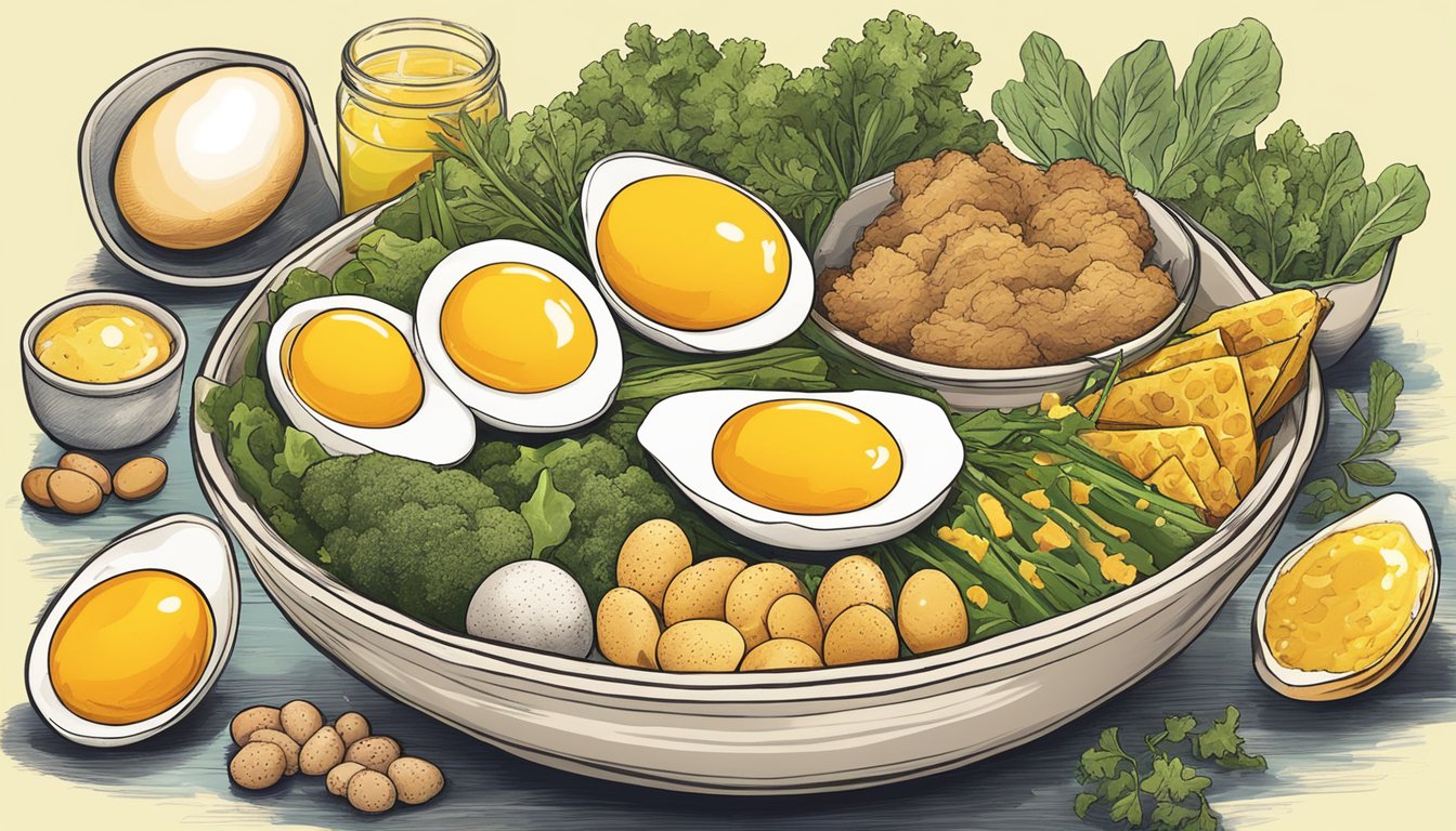 A bowl of bright yellow egg yolks surrounded by other carnivore diet friendly foods