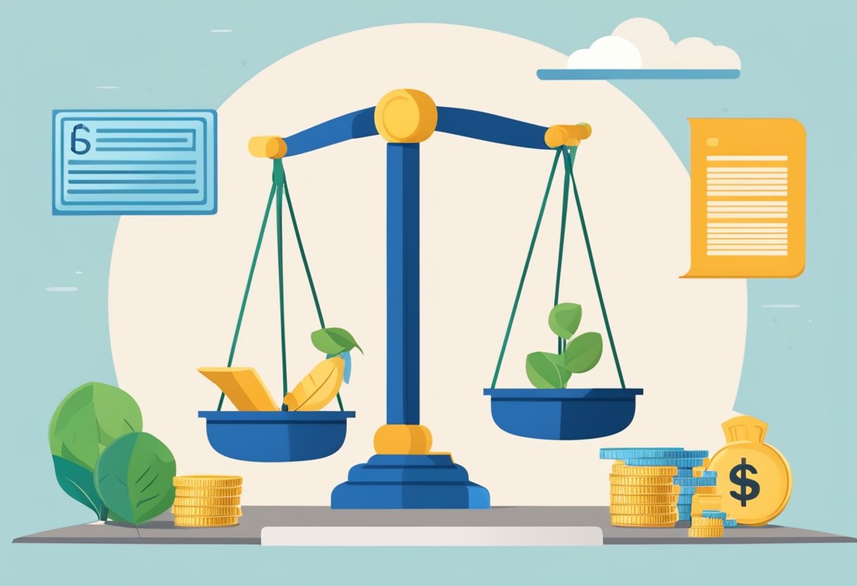 A person with a disability receiving financial assistance while also benefiting from an RDSP, symbolized by a scale showing the balance between support and independence