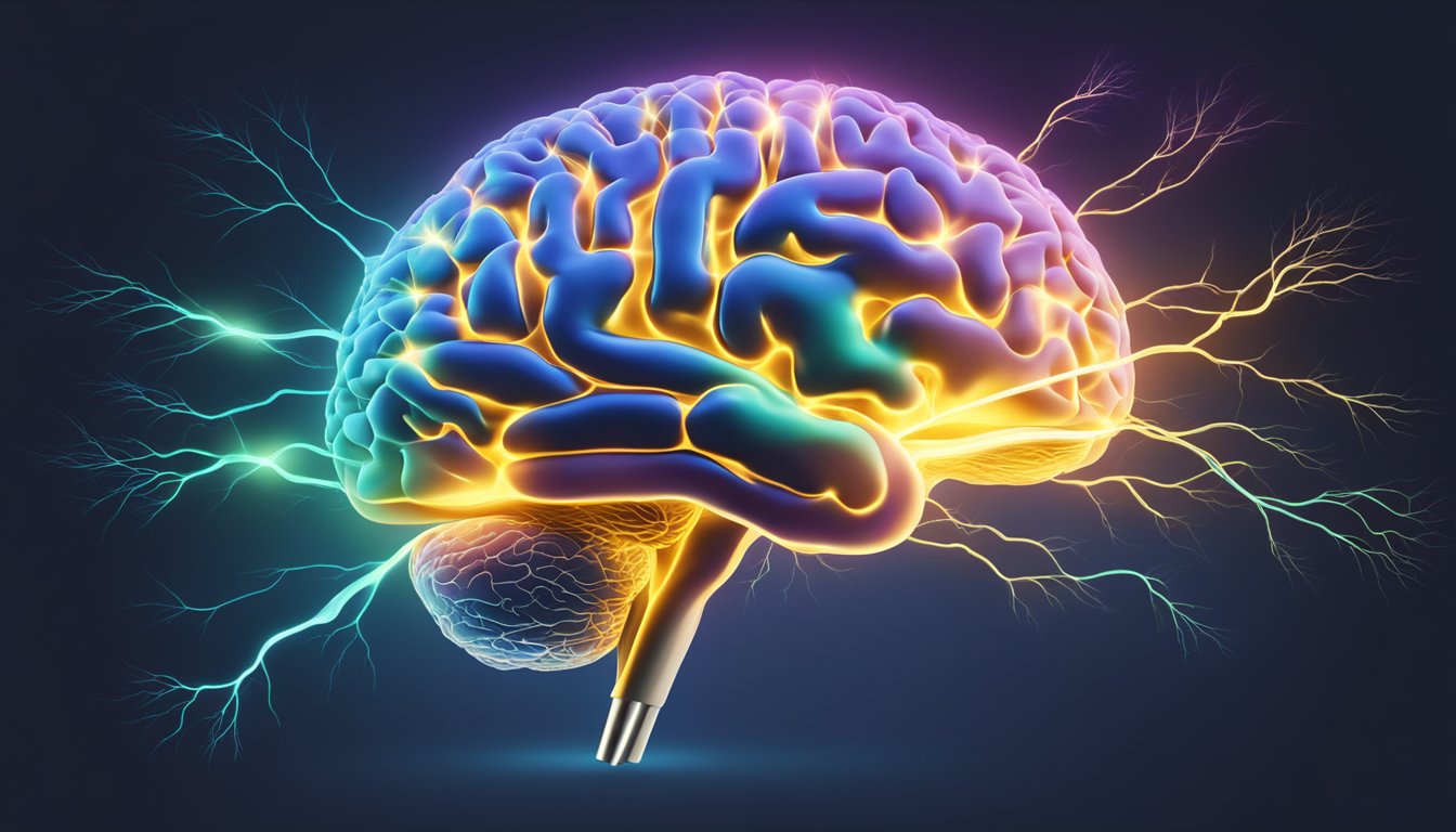 A brain with electrical activity and neurons firing, representing the biological mechanisms of ketogenic diets in treating seizures