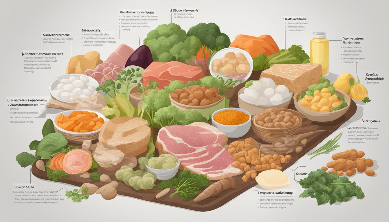 A carnivore diet with various allergens labeled and crossed out