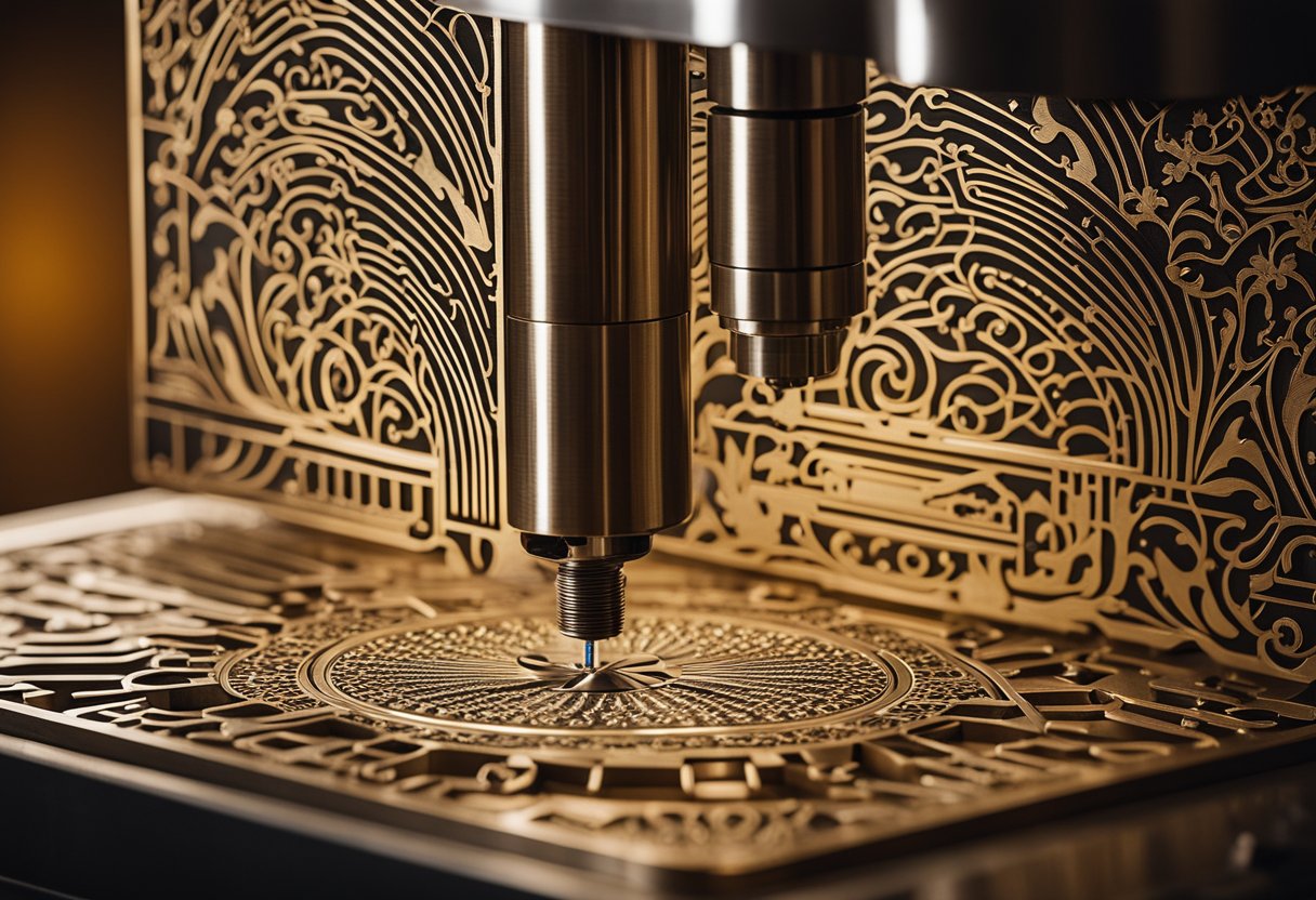 A laser engraving machine etches intricate designs onto metal and wood surfaces with precision and speed