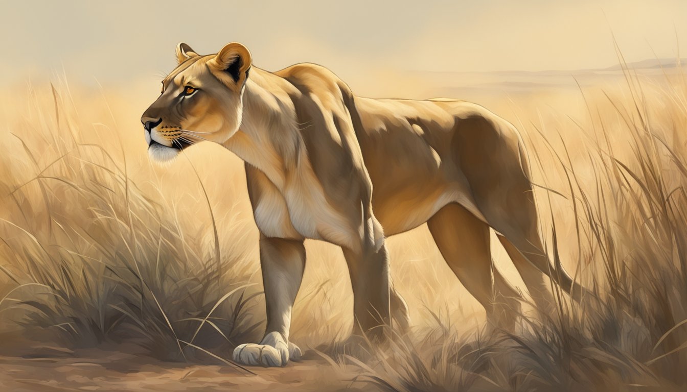 A lioness gracefully stalking her prey in the savanna, showcasing the power and appeal of the carnivore diet