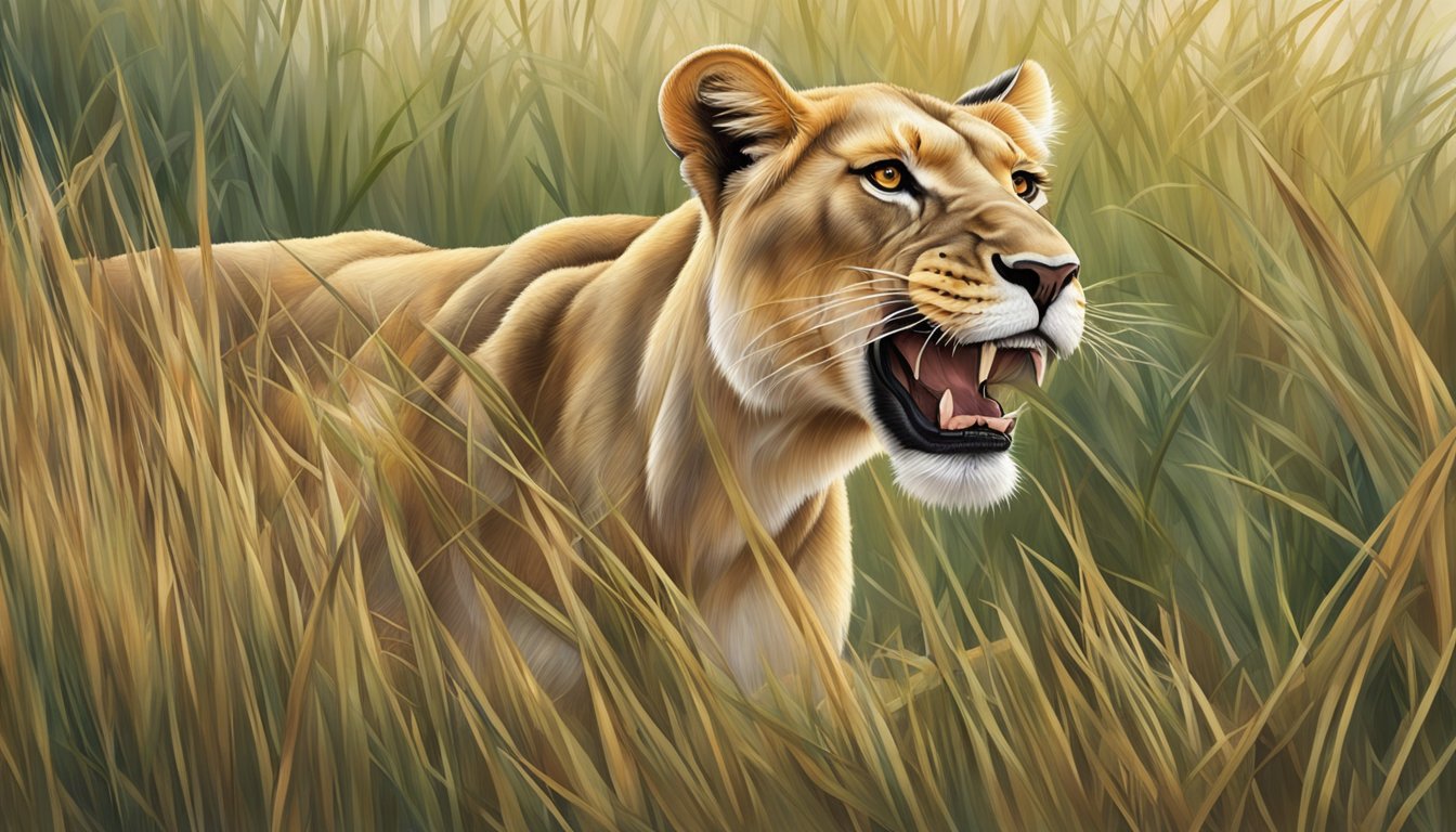 A wild lioness prowls through tall grass, her powerful jaws clamped around a freshly caught antelope, embodying the essence of the carnivore diet