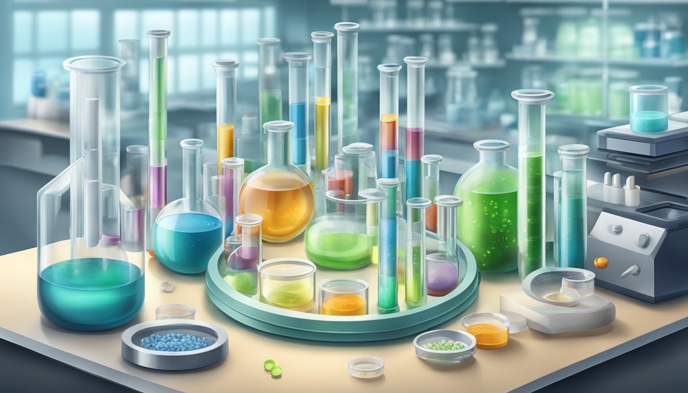 A lab setting with test tubes, petri dishes, and scientific equipment for CIRS and diet research