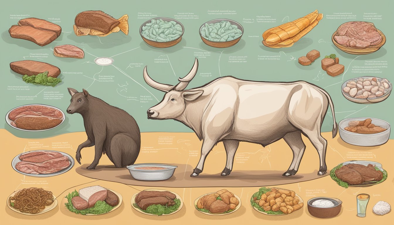 A carnivore surrounded by meat and fat sources, with a diagram of the Randle cycle in the background