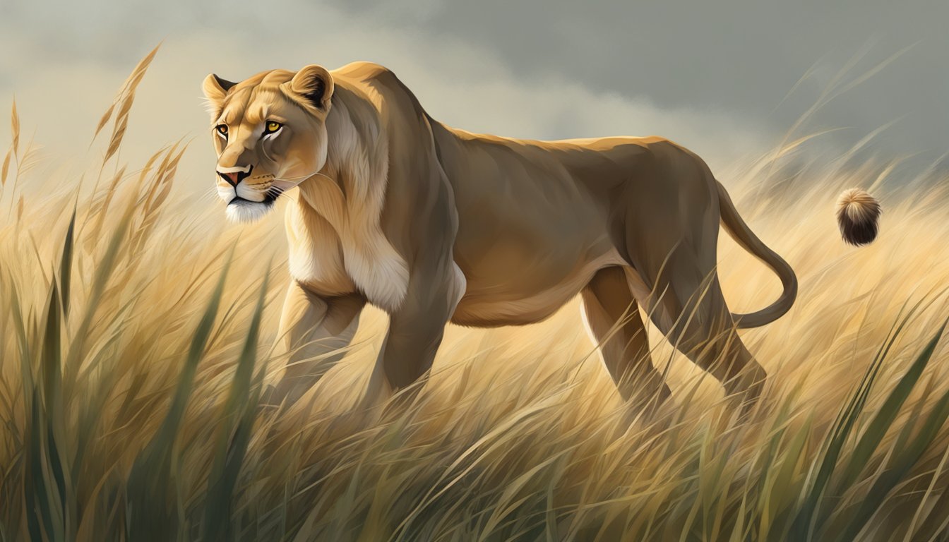 A lioness prowls through tall grass, her muscles taut and powerful. She is hunting, her lean body a testament to the benefits of a carnivore diet