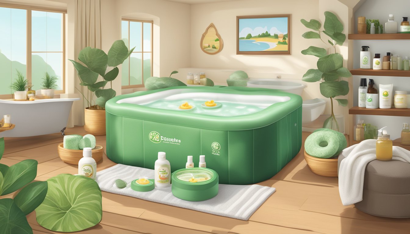 A spa day at home with Buc-ee's Cucumber Eye Patches, surrounded by other Buc-ee's products like lotions, scrubs, and candles, creating a relaxing and luxurious atmosphere