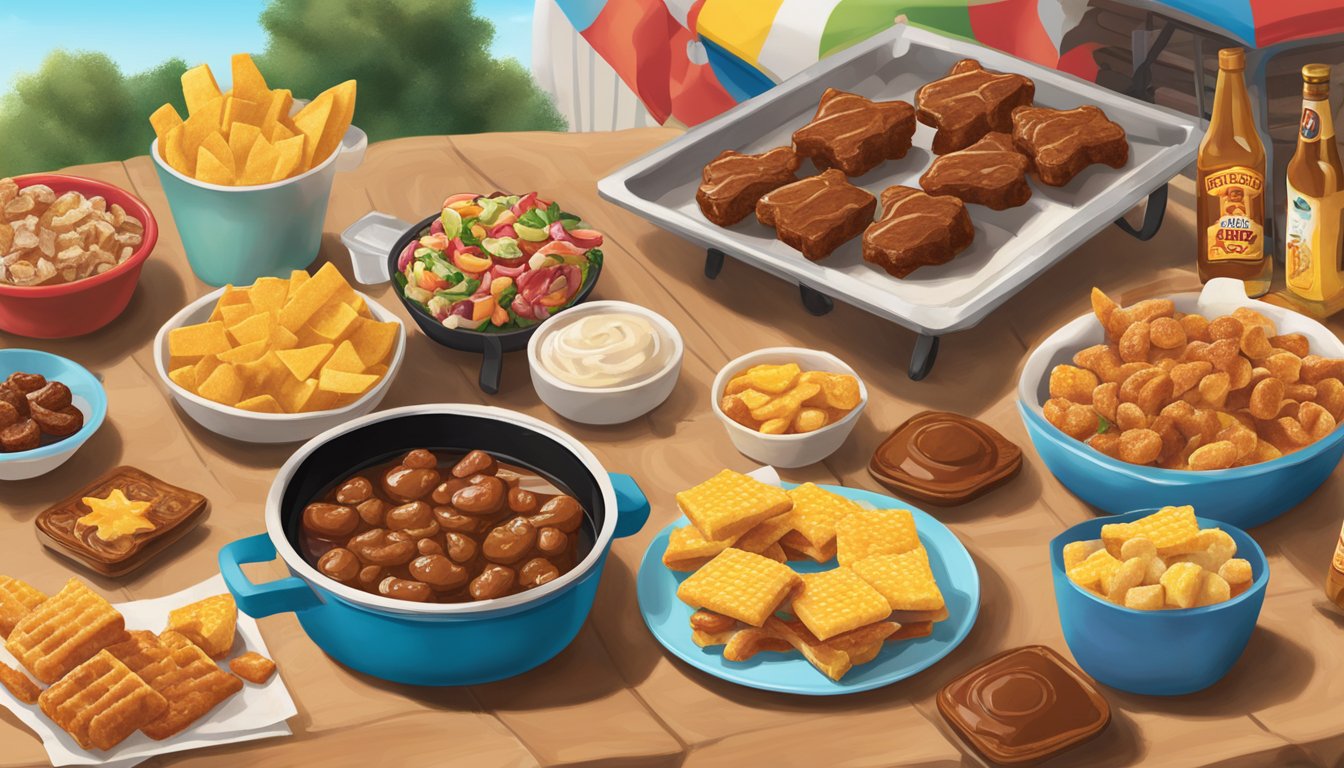 A sizzling BBQ spread with Texas-shaped ice cubes, Buc-ee's snacks, and summer vibes