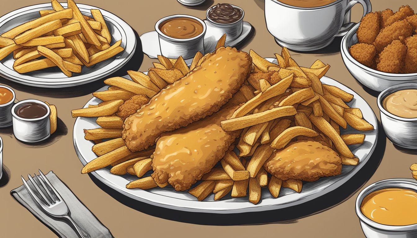 A plate of Cajun gravy fries surrounded by rejected menu items from Church's Texas Chicken