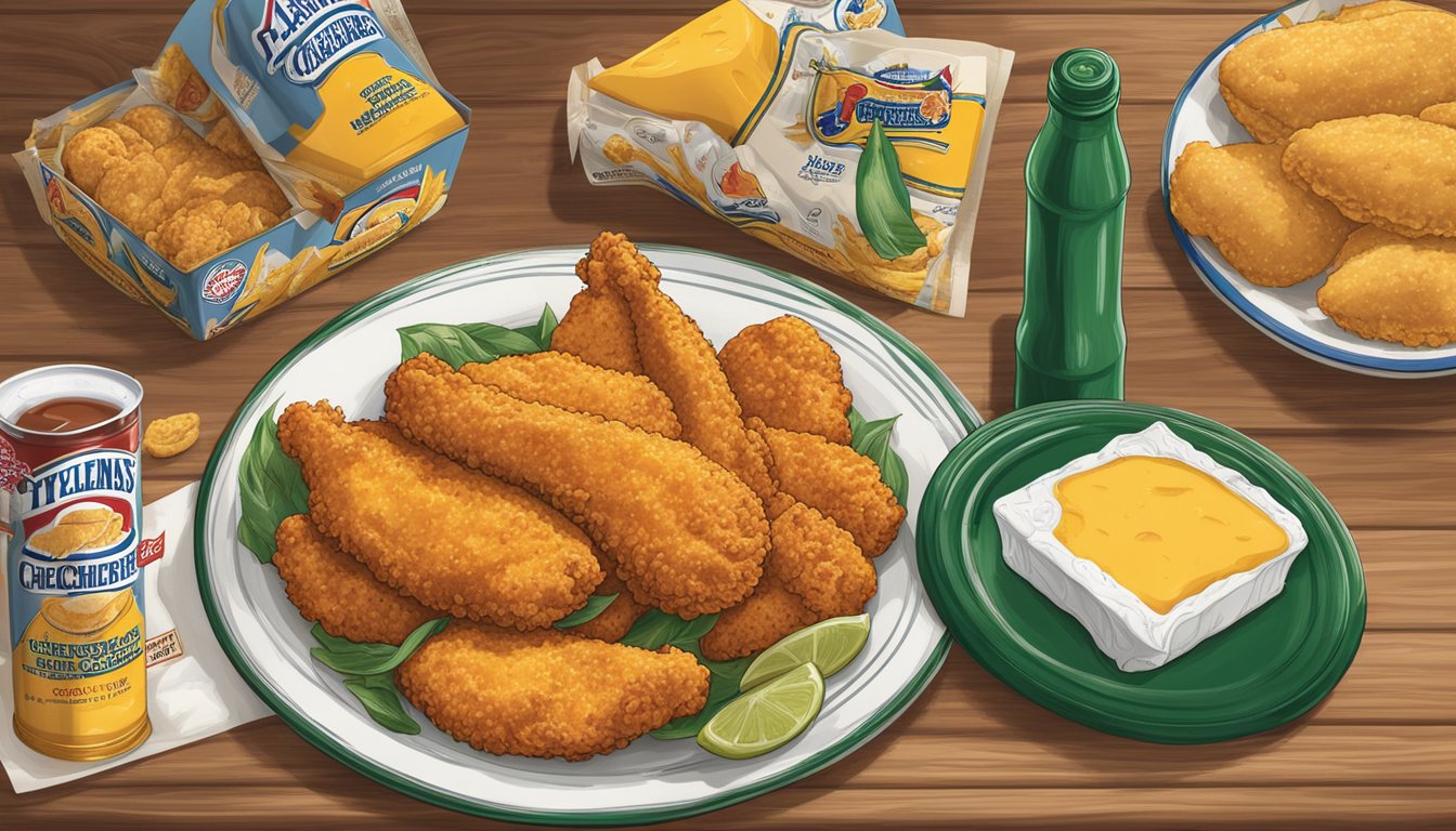 A plate of jalapeño cheese bombers surrounded by nostalgic Church's Texas Chicken packaging and memorabilia