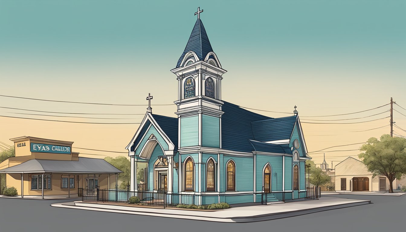 A quaint Victorian-style church nestled among 12 Texas Chicken locations, each with a unique and charming design in El Paso