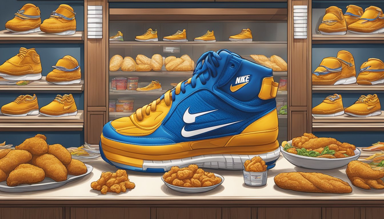 A display of Nike and Church's Texas Chicken merchandise excites fans at a collaboration event