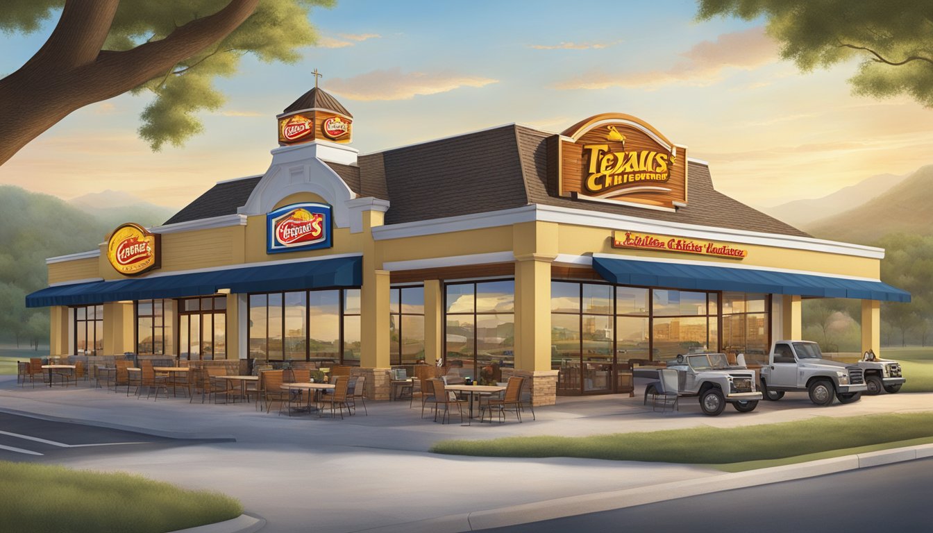 A group of Church's Texas Chicken locations with scenic views of the surrounding area, showcasing the dining experience with picturesque landscapes