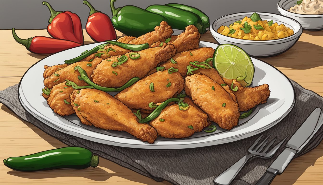 A plate with 15 jalapeño pepper Texas Chicken menu items under 500 calories