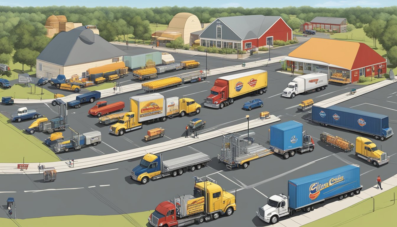 A network of trucks and trains crisscrossing regions, delivering supplies to Church's Texas Chicken restaurants