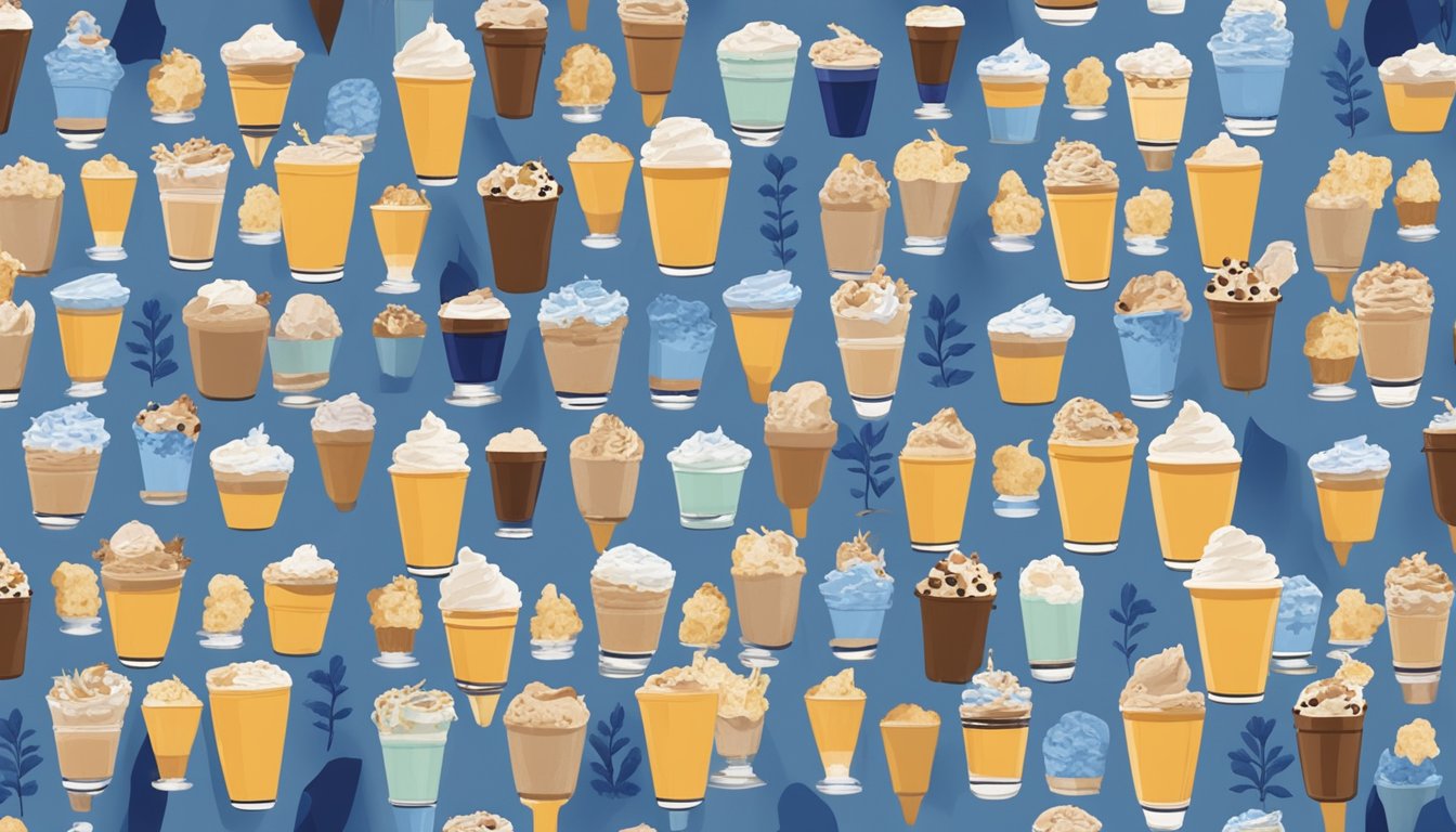 A group of 14 different celebrities, each holding a pint of Blue Bell ice cream, are gathered together in a fan-like formation