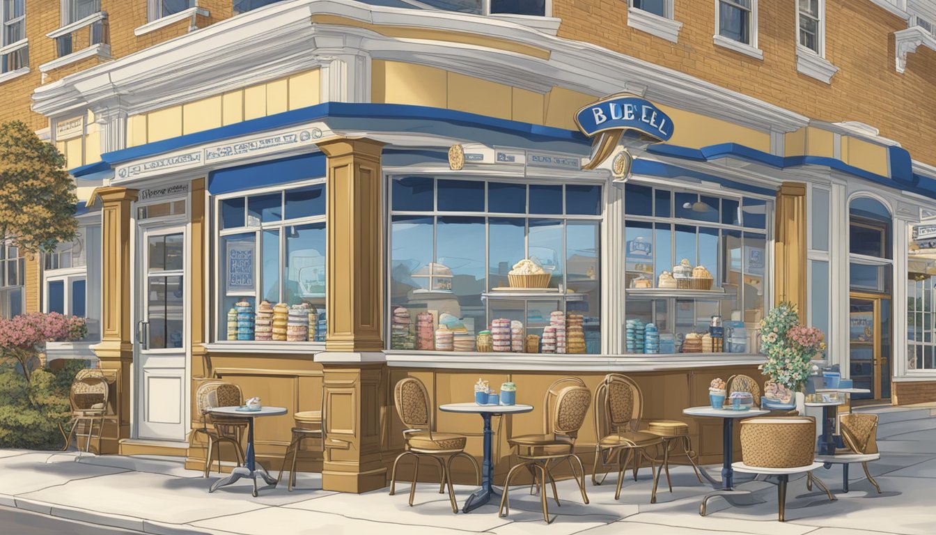 A vintage ice cream parlor with a display of Cookies 'n Cream flavor introduced in 1980 by Blue Bell