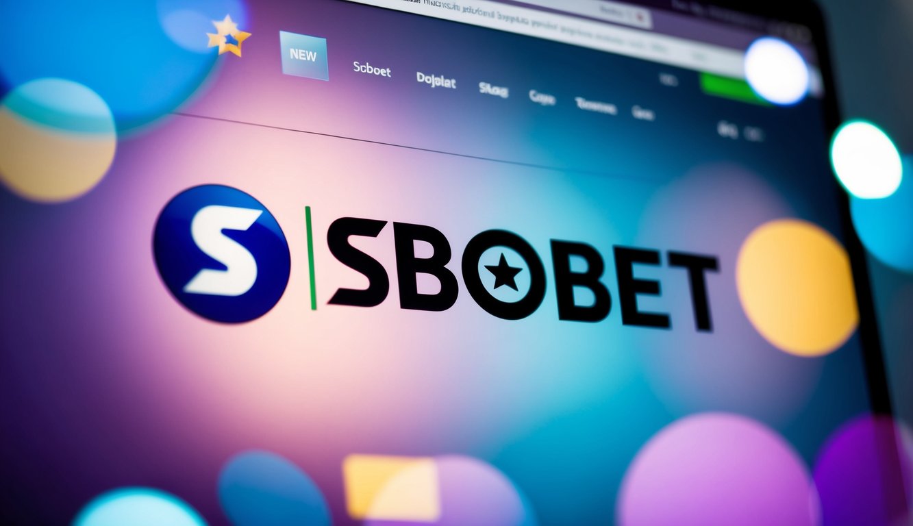 Sebuah tata letak situs web yang modern dan cerah dengan logo Sbobet yang ditampilkan secara mencolok, menampilkan elemen desain yang ramping dan navigasi yang mudah