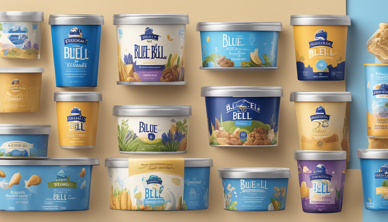 Blue Bell logo surrounded by trendy brand logos, showcasing 6 different products in modern packaging, with various consumer demographic groups in the background