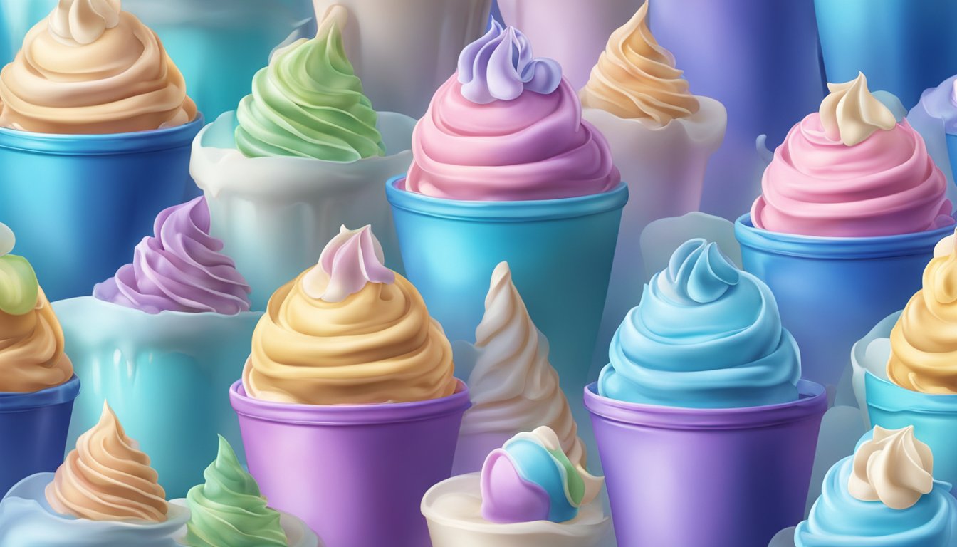 A colorful array of blue bell ice cream being used to frost cakes, decorate desserts, and create unique culinary creations