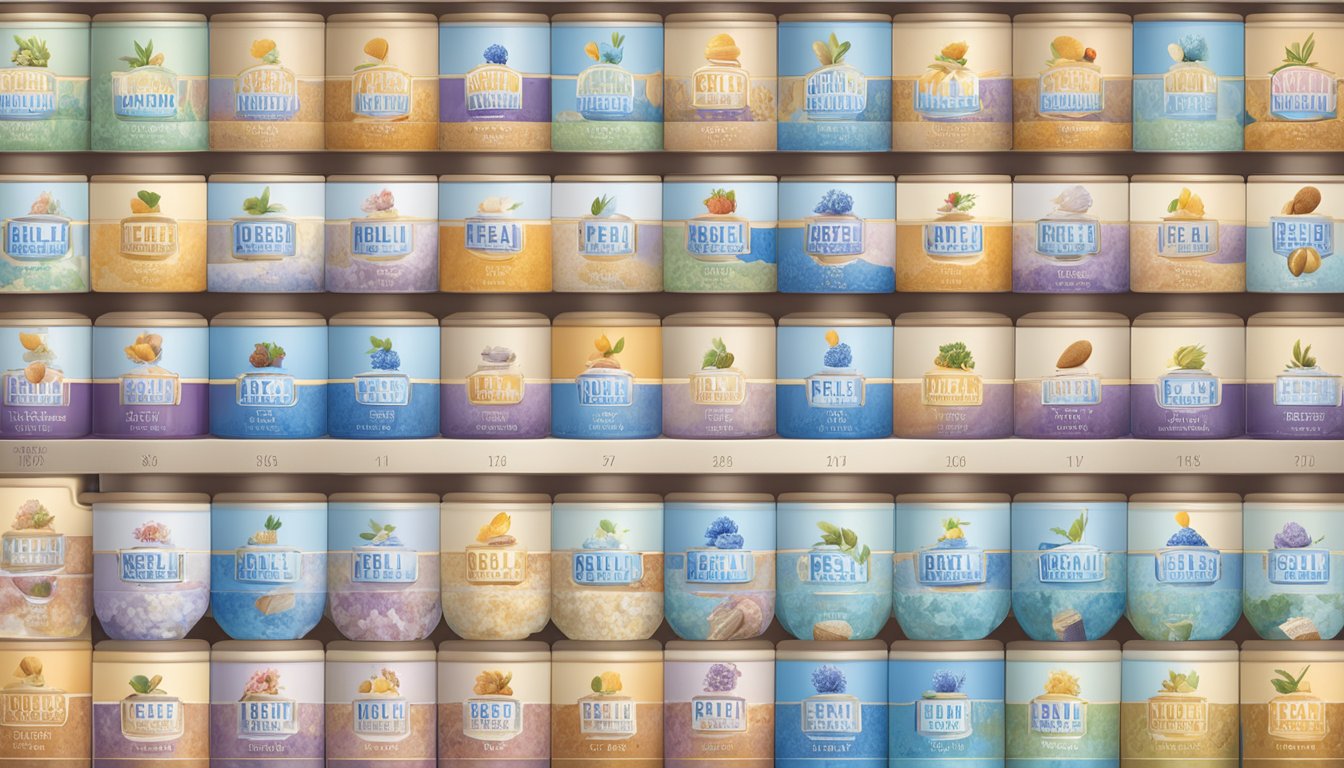 A colorful display of Blue Bell ice cream flavors arranged in a calendar format, with each flavor representing a different month of the year