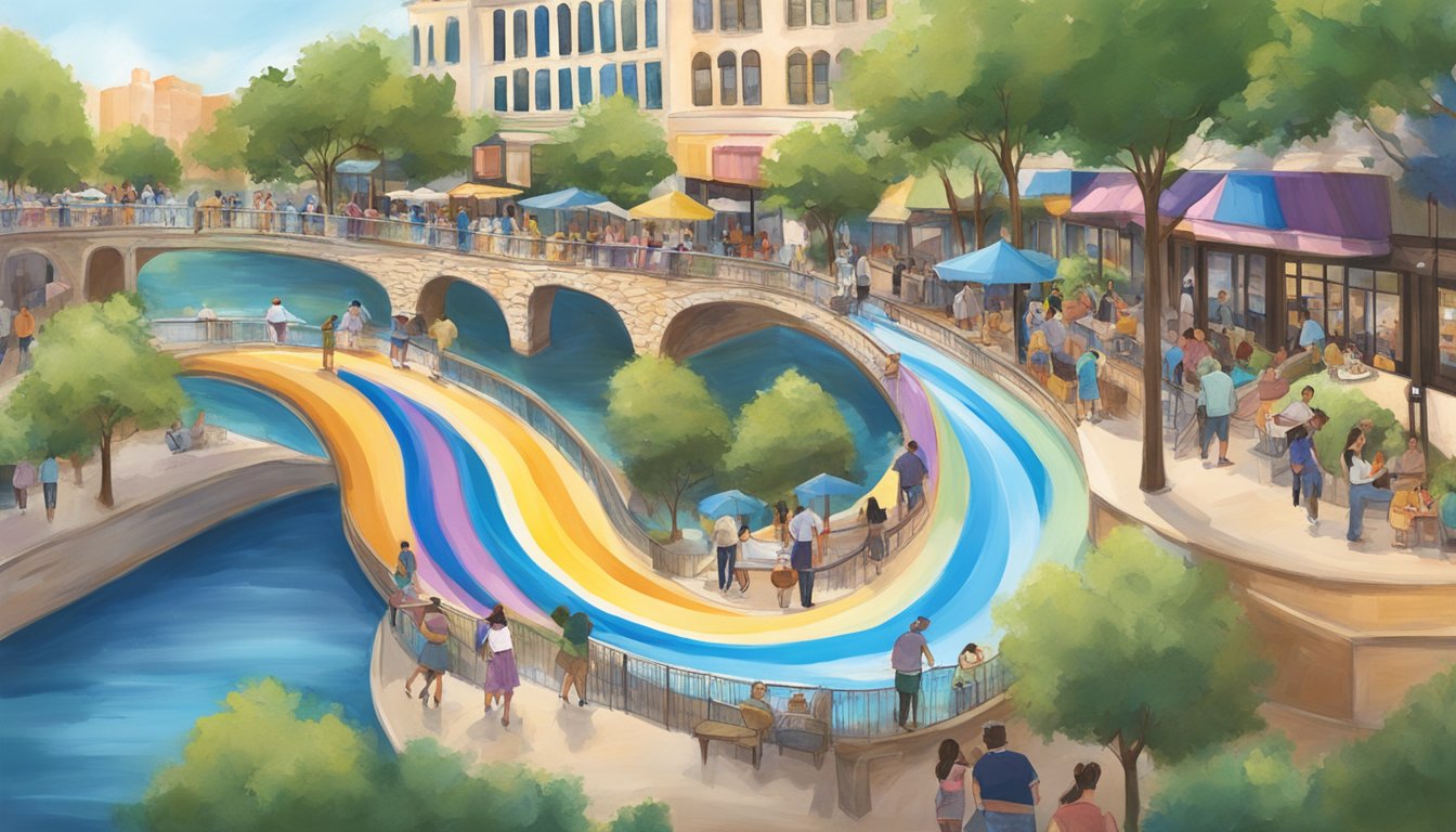 A colorful swirl of San Antonio River Walk with 15 Blue Bell ice cream flavors inspired by Texas culture