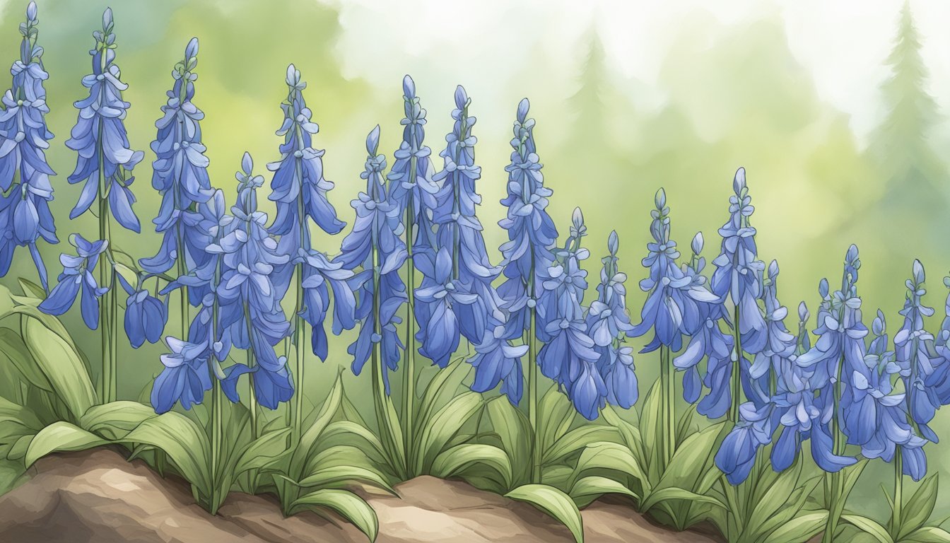 A line of blue bells leading to a customer feedback box with a crown on top