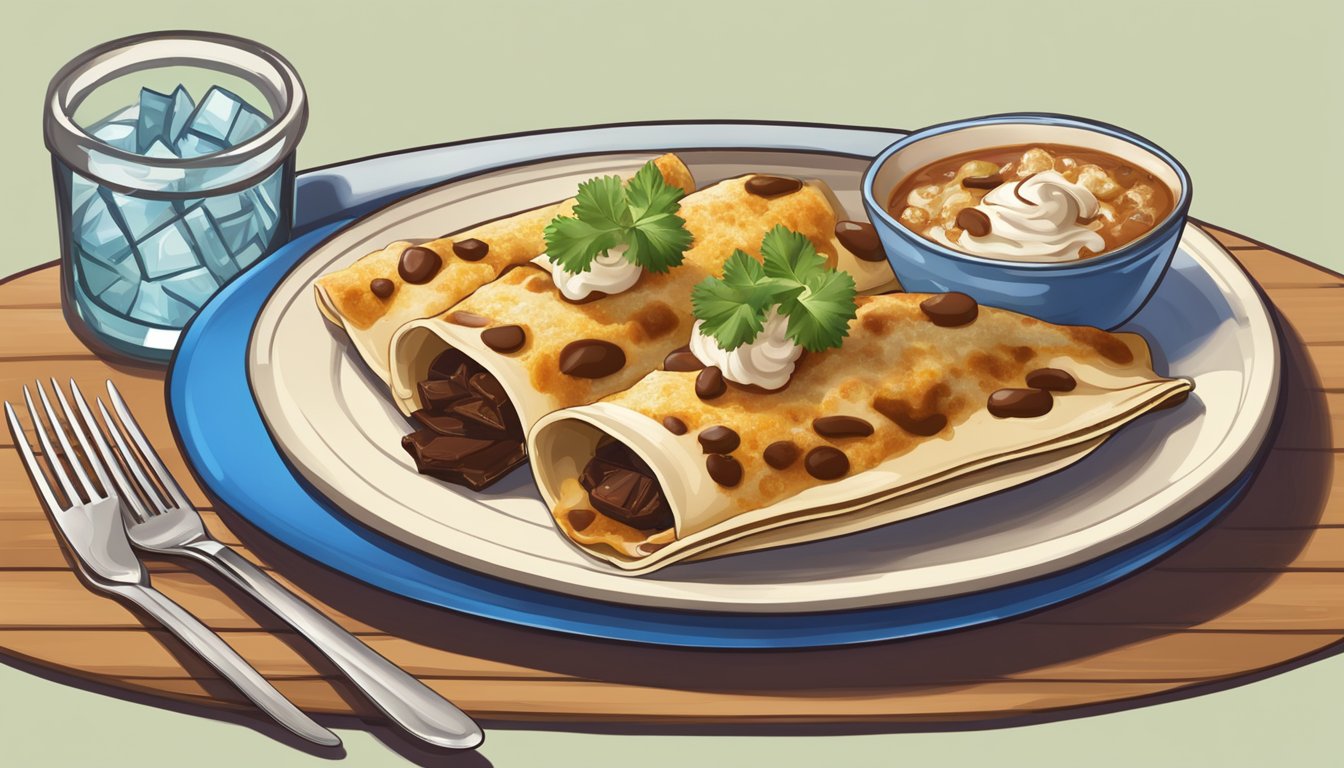 A table set with Tex-Mex enchiladas, Mexican chocolate, and Blue Bell ice cream