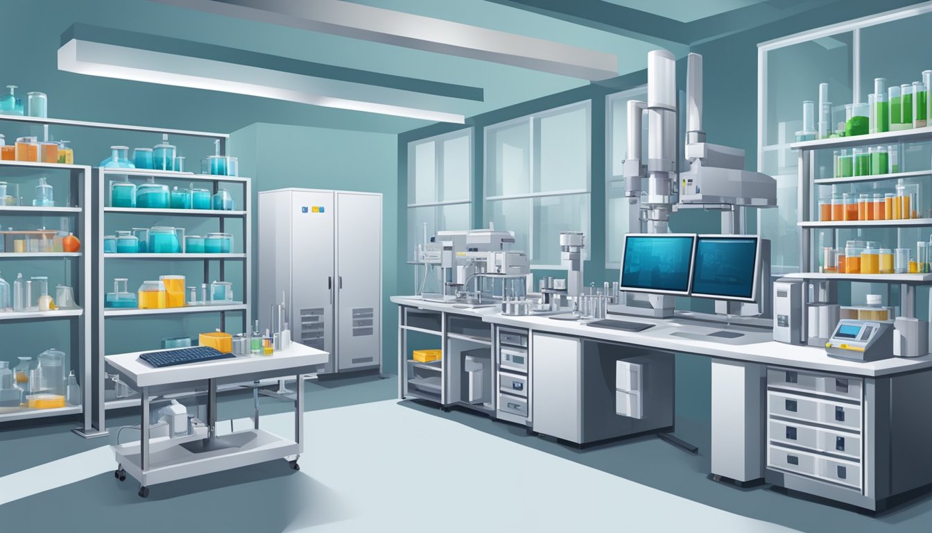 A modern laboratory with advanced equipment and technology for quality control testing and analysis