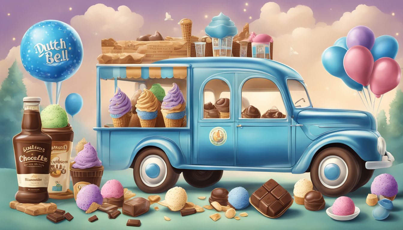 A nostalgic scene of Dutch Chocolate Blue Bell ice cream surrounded by childhood memories