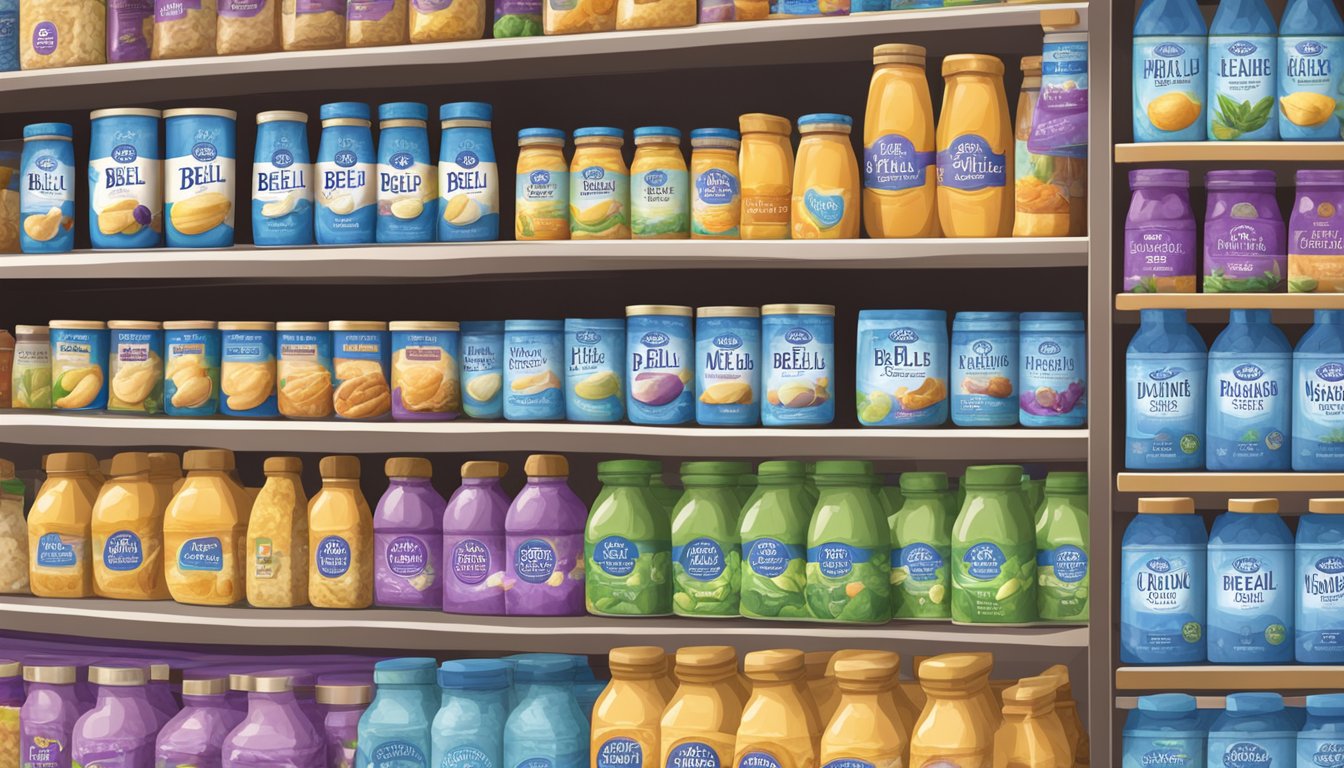 A colorful display of low-calorie Blue Bell products on a modern, health-conscious grocery store shelf