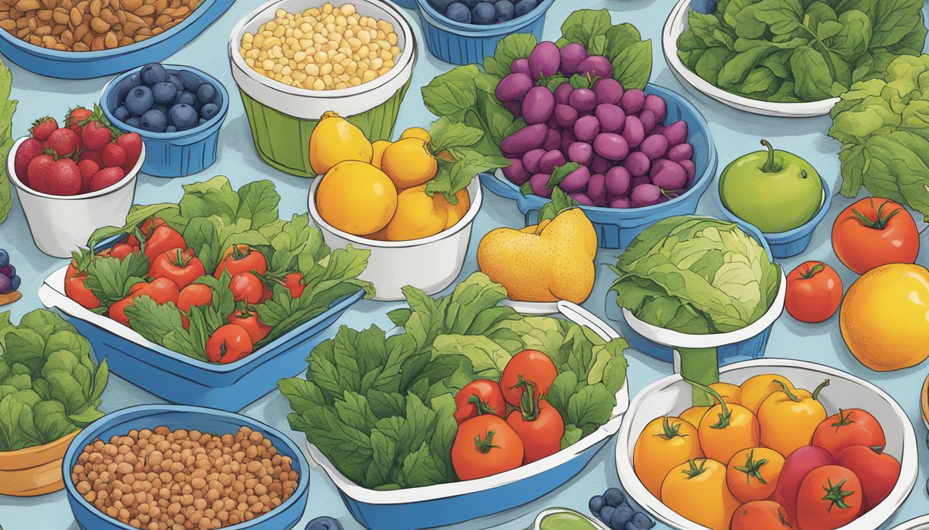 A colorful array of fresh, organic ingredients arranged around the Blue Bell logo, showcasing the company's adaptation to health-conscious consumers