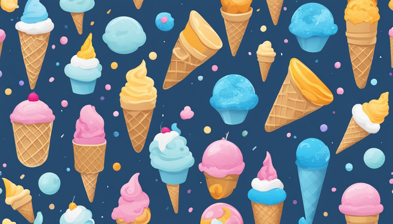 A vibrant blue ice cream cone with 10 small social media icons floating above it