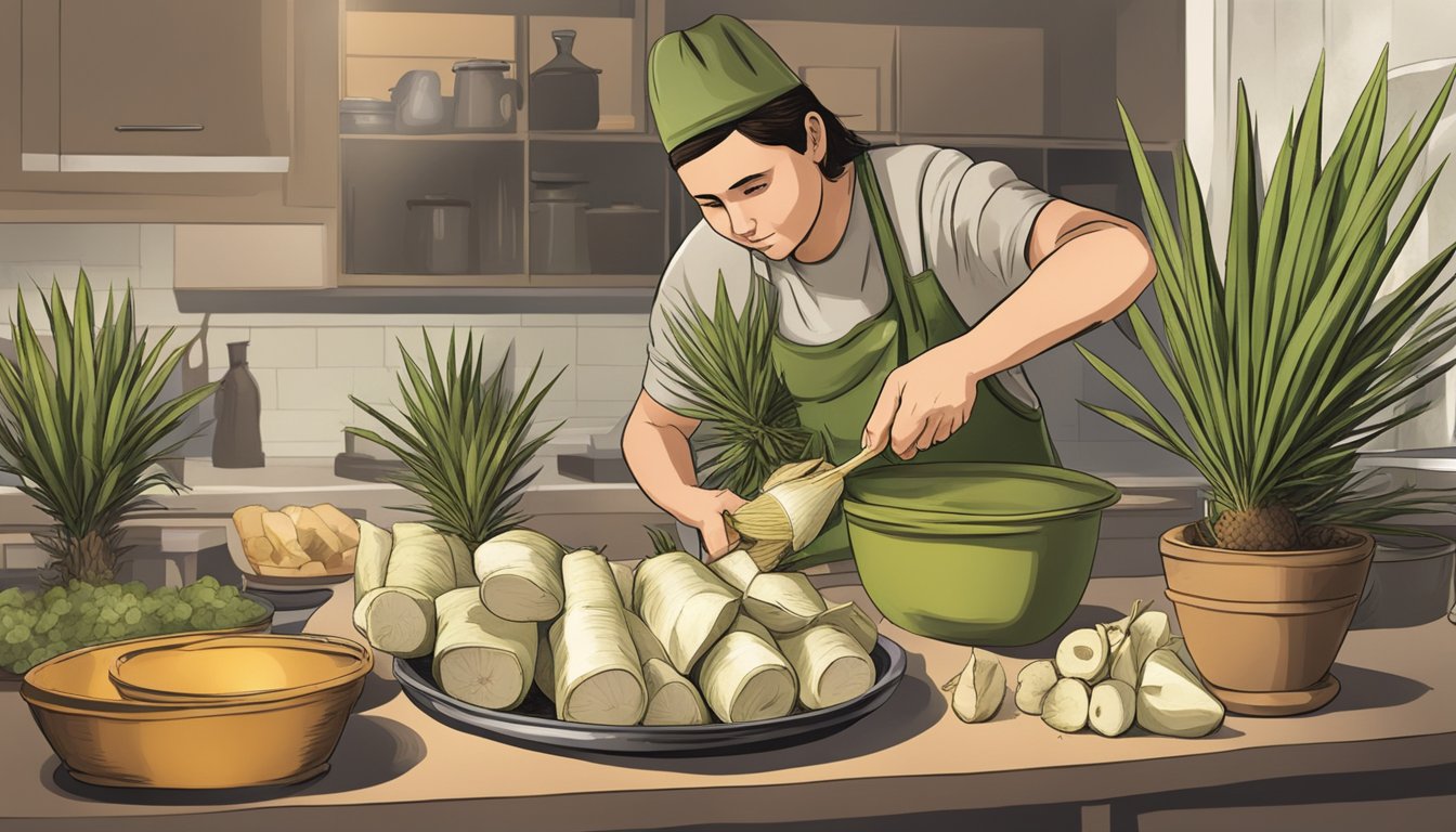 A person cooking and serving yucca as a safe and edible food option