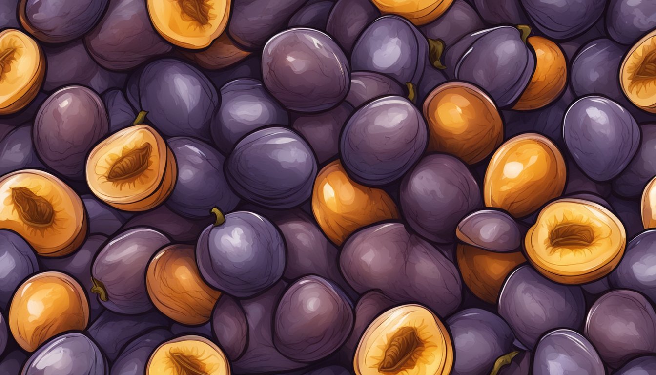 A pile of dried plums with mold spots and a musty smell